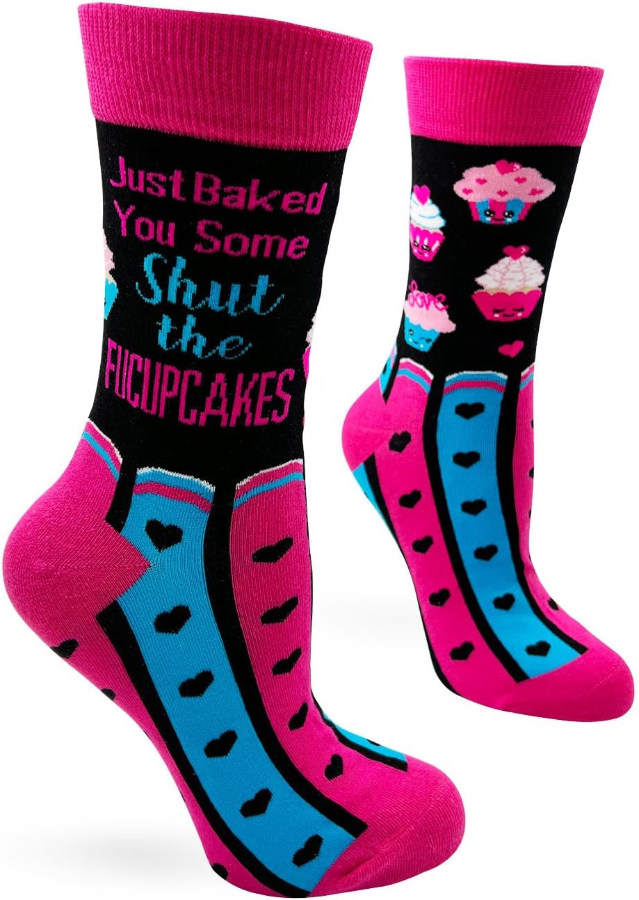 Calcetines divertidos con diseño de cupcakes para mujer