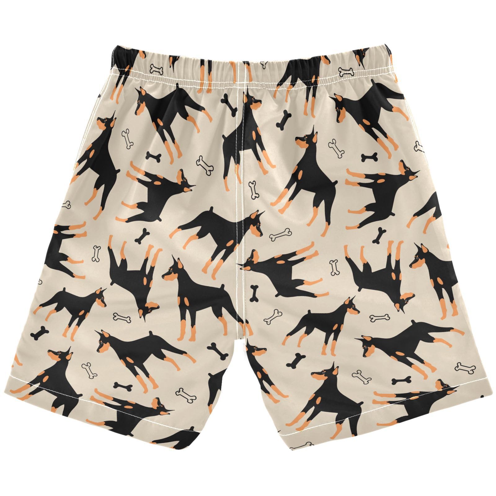 Sletend Boys Swim Trunks Doberman Cartoon Dog Beach Board Shorts Kids Swimsuit Quick Dry Bathing Suits with Lining Medium