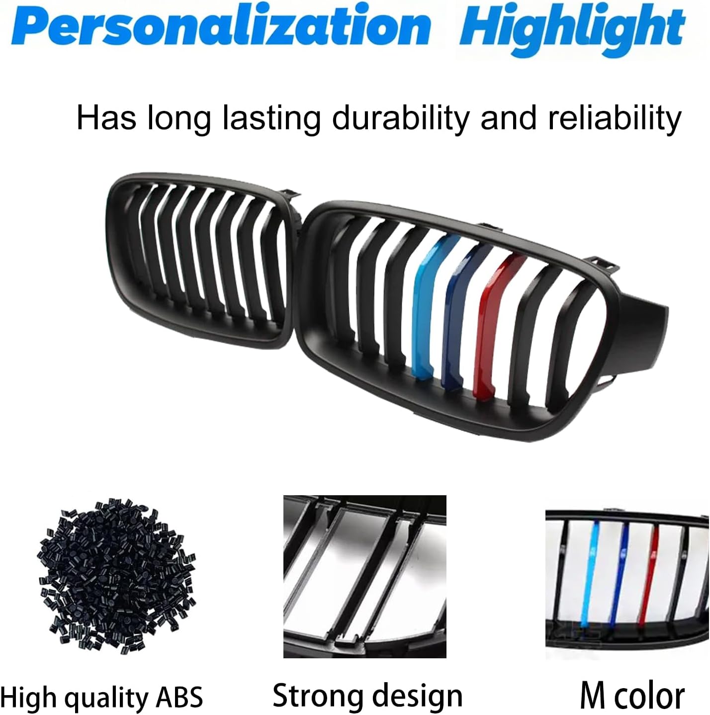 F30 Front Kidney Grille Replacement Grill Compatible With BMW 3 Series F30 F31 2012-2018 320i 328i 328d 330e 330i 335i 340i 328i Easy Installation ABS Materia (Single Slat/M Color, F30 (2012-2018))