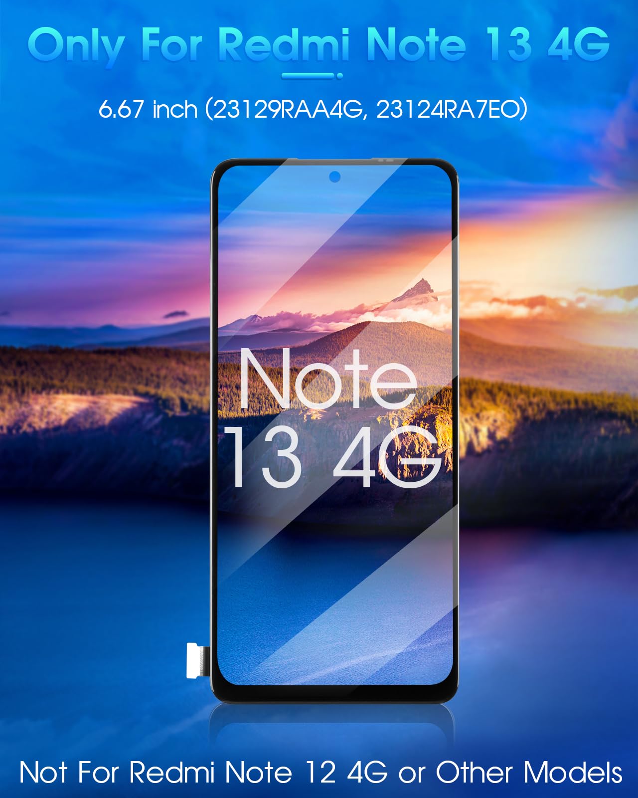 Display LCD per Redmi Note 13 4G Schermo LCD per Xiaomi Redmi Note 13 4G 23129RAA4G 23124RA7EO 6,67" Incell Schermo Digitalizzatore Touch Assemblea con Riparazione (Nero, Senza Sblocco Impronta)