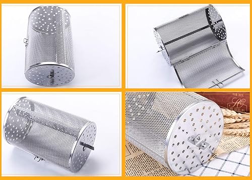 Miniatura 4 de Falytemow 4.7 x 7.1 in de acero inoxidable asador parrilla asador horno horno cesta horno asado rotatorio para cacahuete seco nueces granos de café