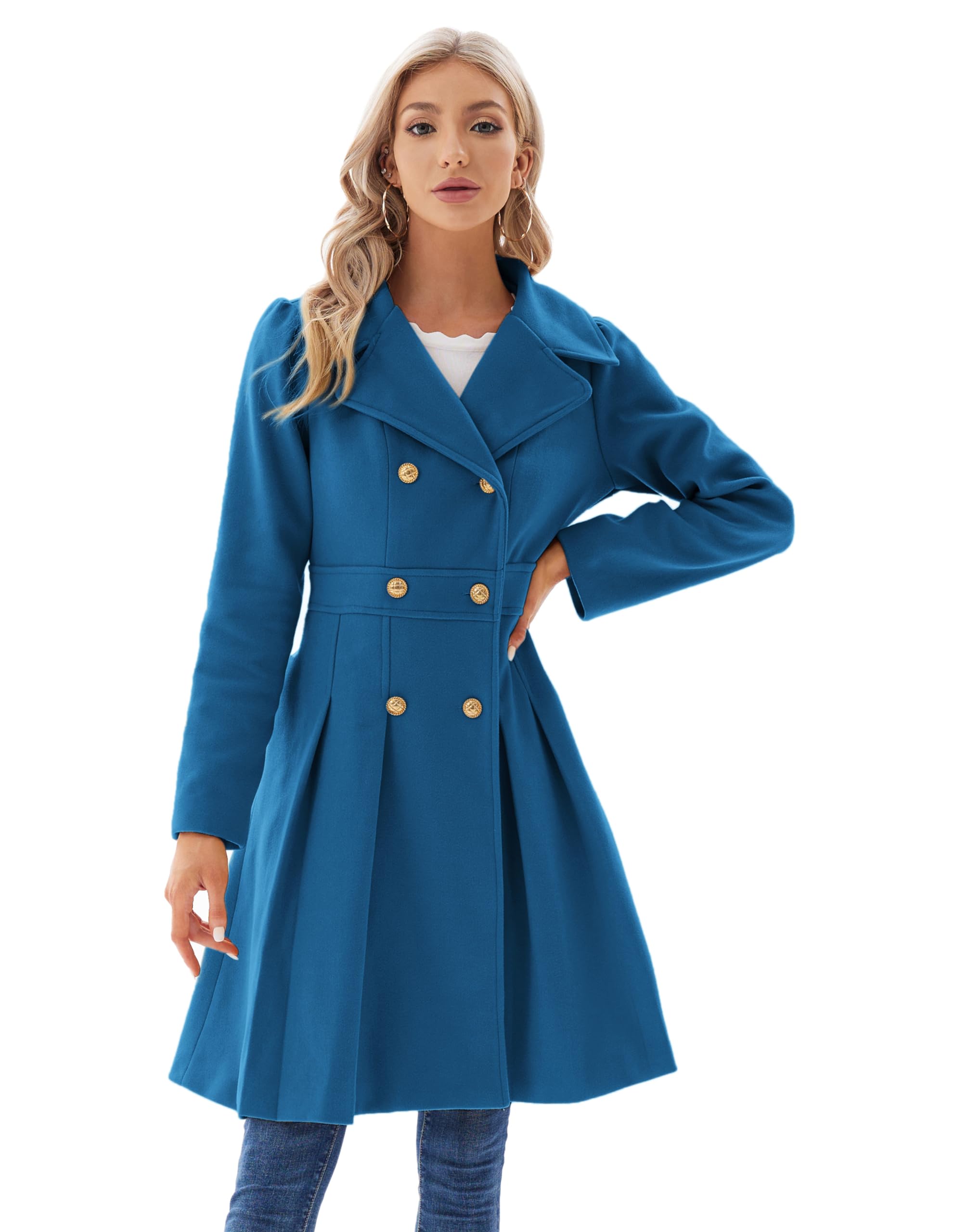GRACE KARIN Płaszcz damski płaszcz zimowy revers płaszcz trencz zimowy długi płaszcz swing kurtka Outwear z paskiem CLX005A20