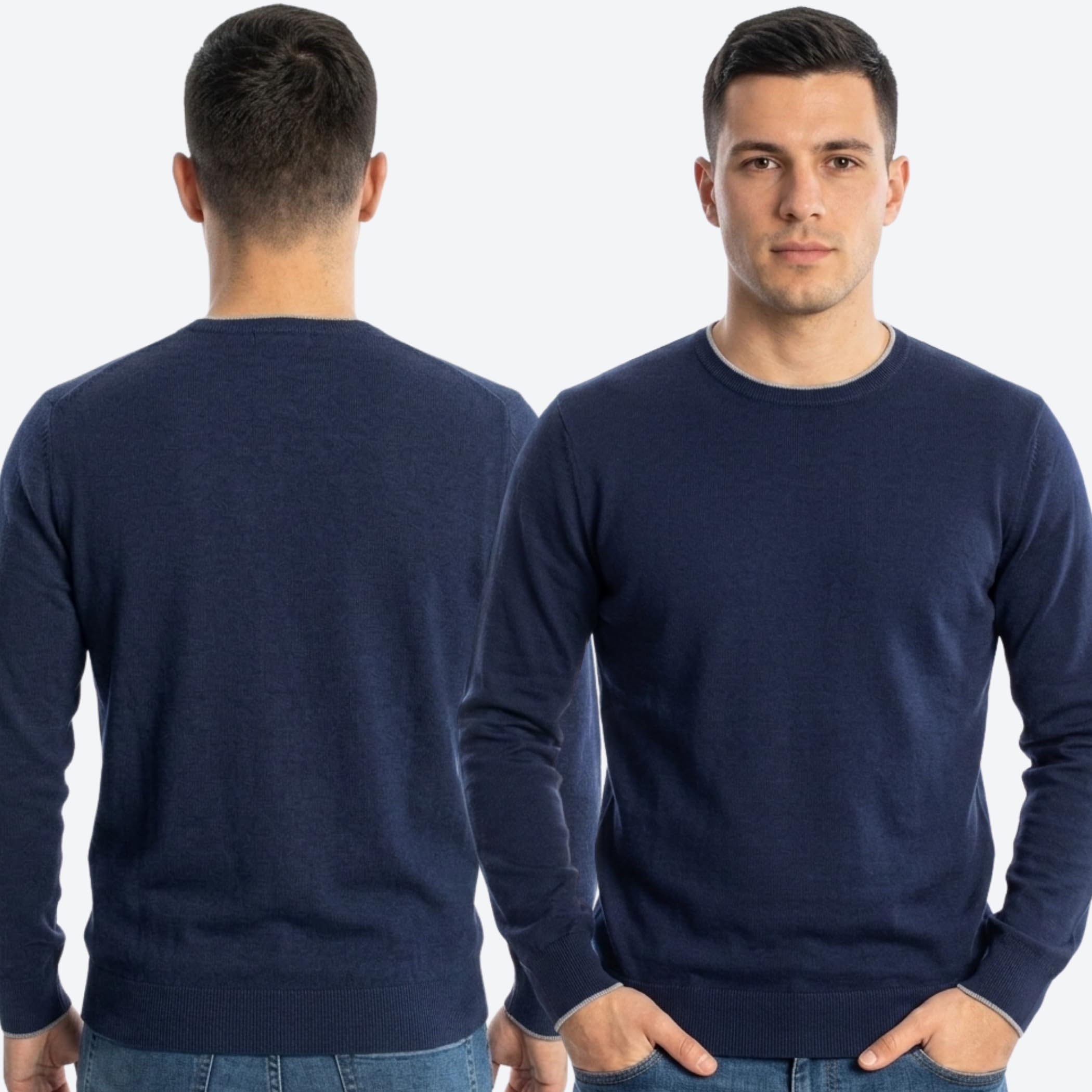 Maglione Cotone Uomo Manica Lunga – Girocollo Classico | 100% Cotone con Profilo, Morbido e Traspirante, Stile Versatile ed Elegante – Made in Italy – Idea Regalo con Scatola Inclusa