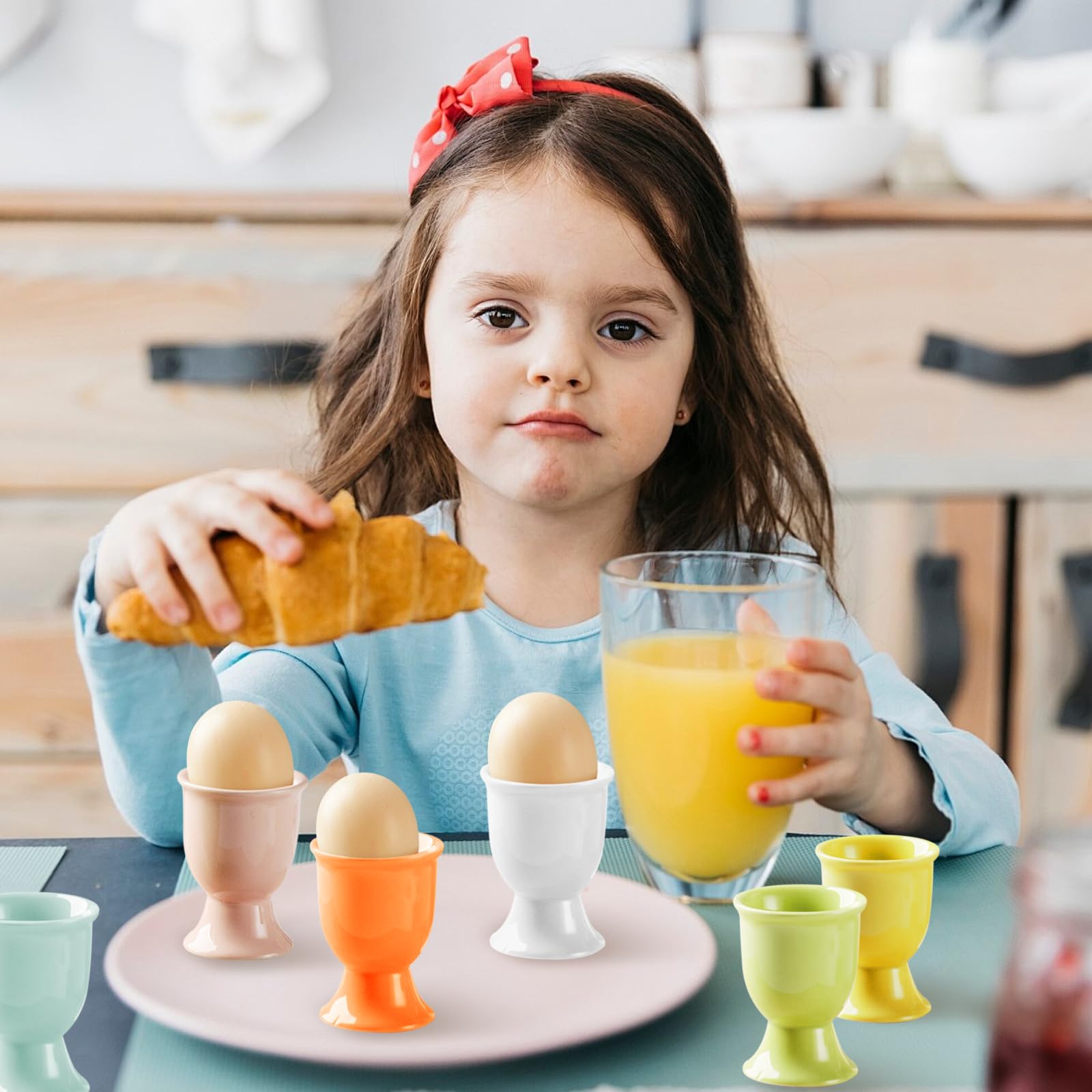 WoRuyKot Confezione da 6 portauova in Ceramica Colorata, Portauovo in Ceramica, portauovo per Colazione, Uova Sode e alla Coque per Buffet o Colazioni in Famiglia
