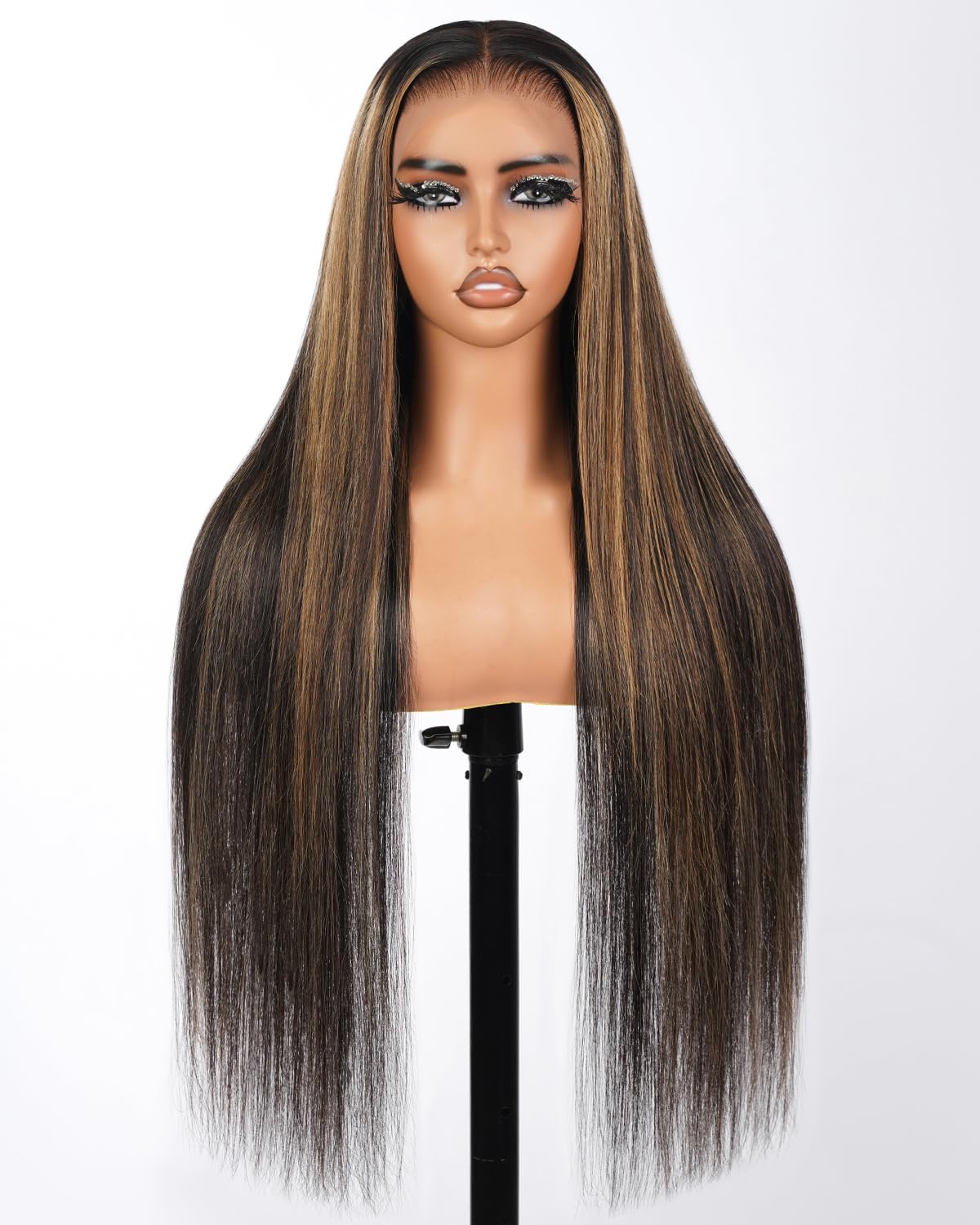 SUPERLOOK Real Bleached Knots Highlight Lace Front Wigs Human Hair 220% Density Balayage Glueless Wigs Human Hair 24 inch 13x4 Ombre Straight Lace