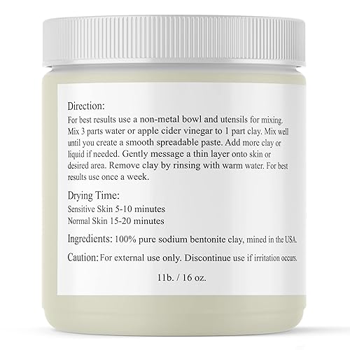 Miniatura 2 de Plant Guru Arcilla de bentonita de sodio en polvo de 1 libra – Arcilla curativa india 100% natural – Mascarilla facial y corporal de limpieza