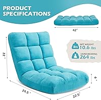 Vista 40 de Silla plegable para juegos de suelo de 14 posiciones, acolchada y ajustable, con algodón transpirable y terciopelo coral agradable a la piel