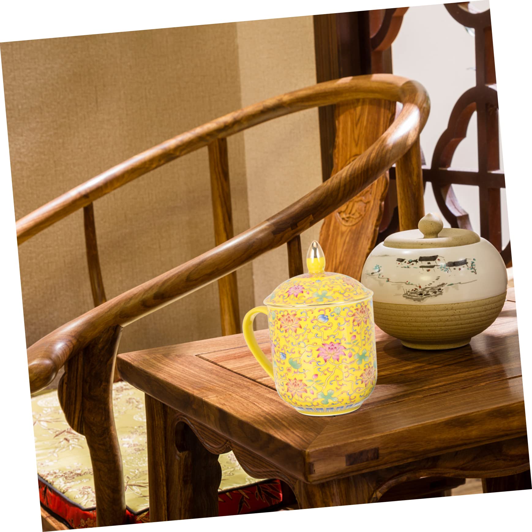 Cabilock Taza de Té de Cerámica con Tapa Estilo Clásico Regalo para Aficionados al Té