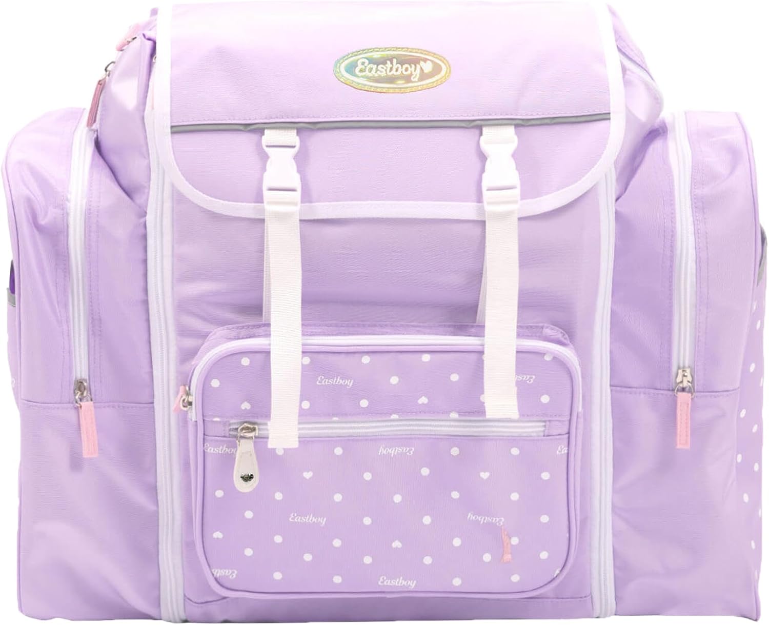[EASTBOY] リュックサック キッズ サブリュック 大容量 50L A4 林間学校 修学旅行 通学 旅行カバン 拡張 伸長 キャンプ 部活 女の子 ドット柄 水玉 別注