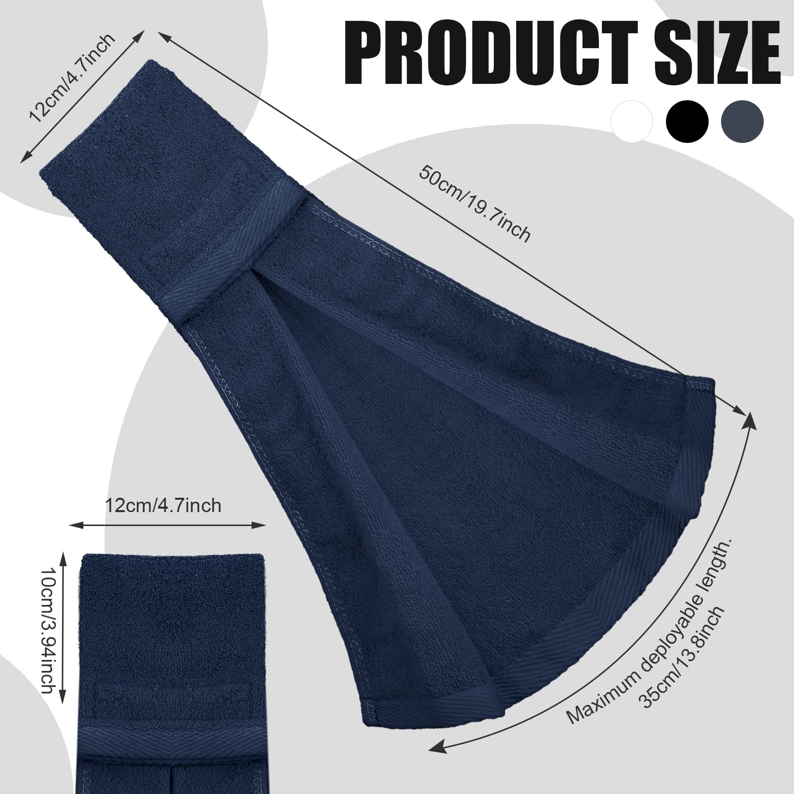Moukeren 3 Pcs Football Field Towel Quarterback Accessories Cotton Sports Sweat Towel with Hook and Loop Fastener for Football, Golf, Gym(Black, White, Navy)