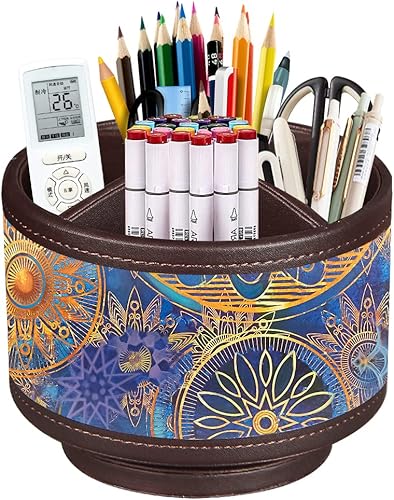 Soporte para control remoto de TV de piel sintética para mesa, soporte giratorio de 360 grados para organizadores de escritorio y accesorios,