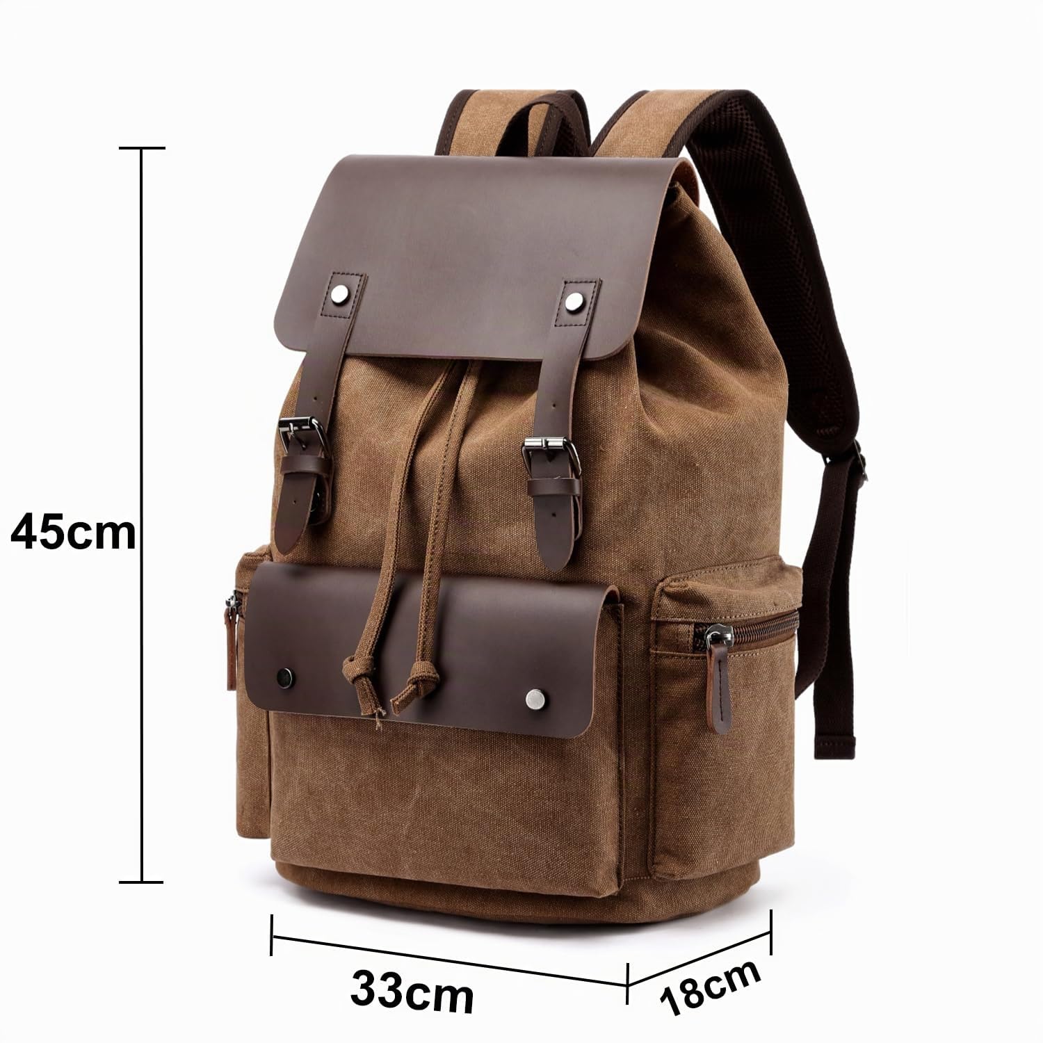 Zaino Vintage in Tela e Pelle, Grande Capacità Multi-Tasca per Università, Viaggi & Lavoro, Zaino Impermeabile per Scuola (Verde Oliva)