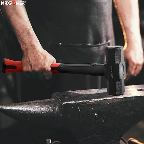 Miniatura 29 de MAXPOWER Martillo de club de 4 libras, mini martillo de trineo con mango de fibra de vidrio de 9 pulgadas, cabeza de acero forjada