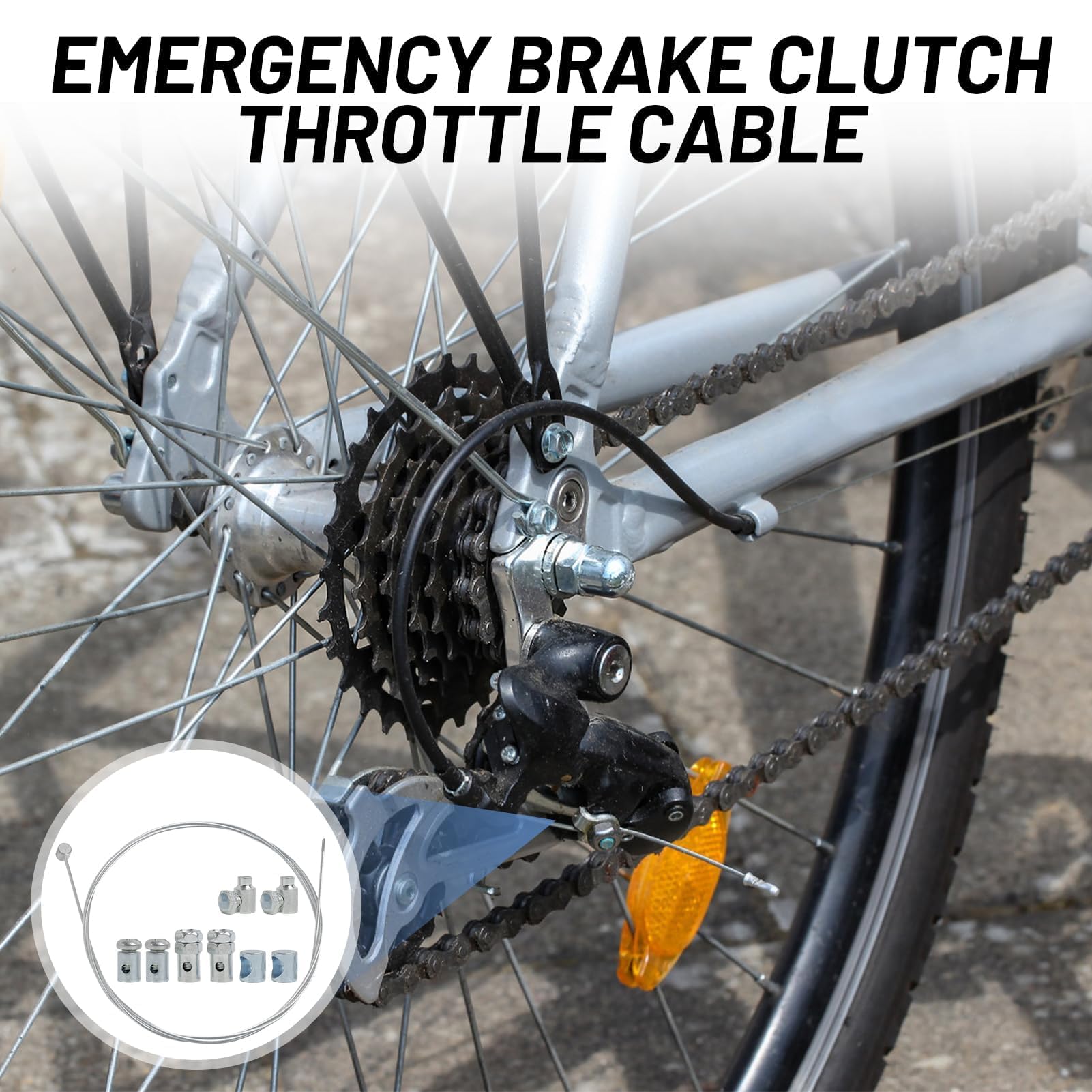 Cavo Frizione Universale per Moto, Kit di Riparazione del Cavo Dell'acceleratore di Emergenza per Moto da 1.3 m Ø1.5 mm, Adatto per Scooter, Quad, Ciclomotori, Biciclette