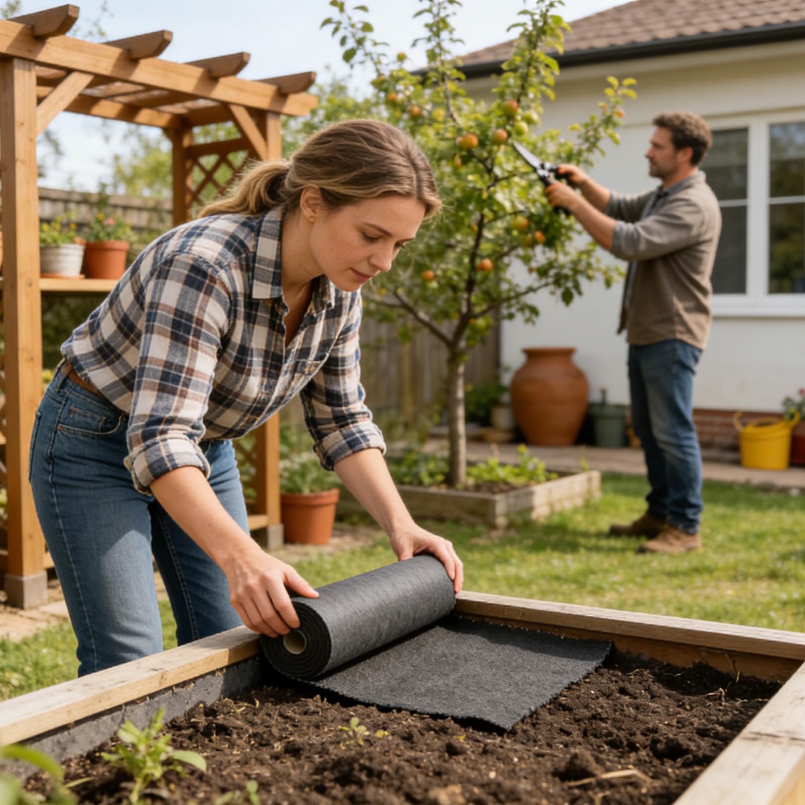 Générique Fodera in tessuto per vasi - Tessuto non tessuto traspirante drenante e personalizzabile, per orto e giardinaggio, per giardino terrazza balcone prato all'aperto