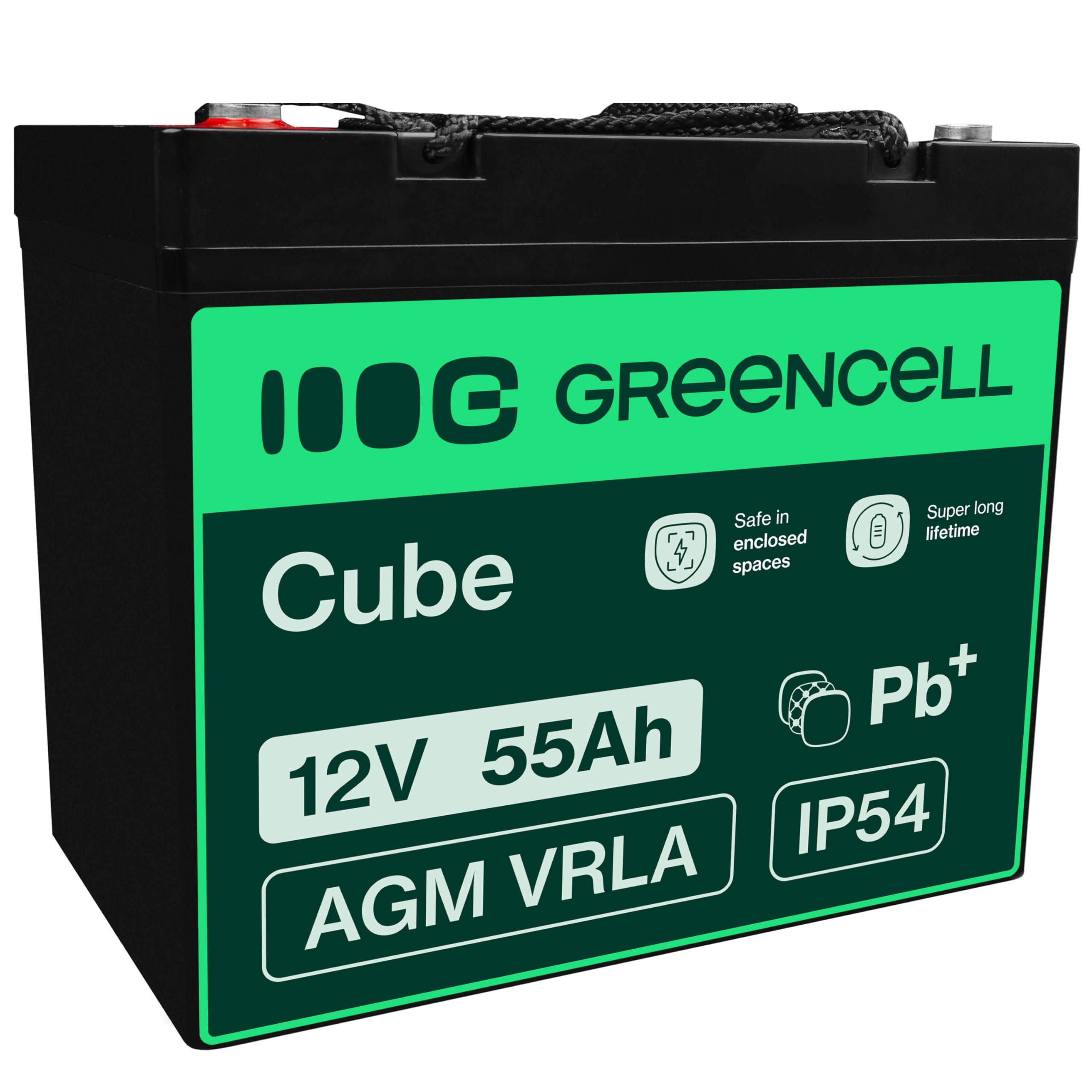 GreenCell® Batteria AGM 12V 55Ah al piombo accumulatore sigillata VRLA Senza manutezione ricaricabile Batterie di ricambio ermetica | Barca | Sedia a rotelle | Sistema Solare | Camper | Campeggio