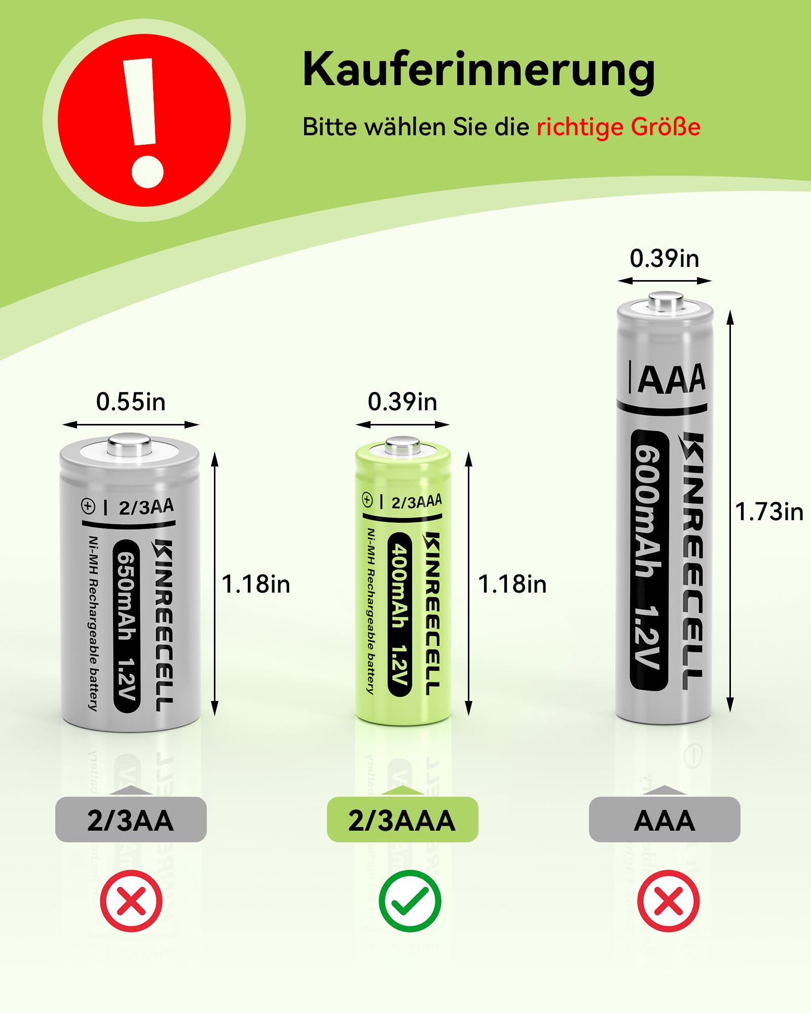 Batterie 2/3AAA 400mAh NI-MH 1,2V Haute Capacité Faible Auto-Décharge pour Éclairage Solaire Extérieur Pack de 4