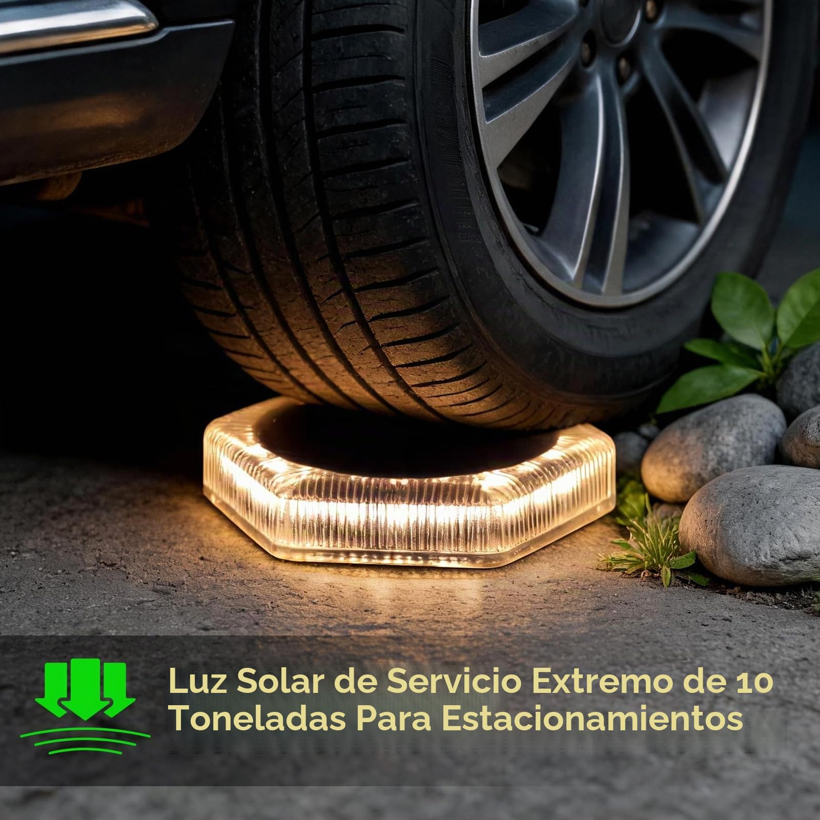 YiLaie Luces Solares Crepusculares Exterior Jardín 20 LED, 10cm Baliza Solar Suelo Hexagonal Adhesiva Iluminación 360°, IP68 Impermeable para Camino, Parking, Escalera, Acera, Blanco Cálido (6 Pack)
