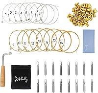 Vista 1 de Mulucky Juego de 16 cuerdas de repuesto de metal con una llave de afinación en forma de L para arpa de lira