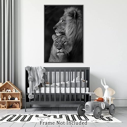 Miniatura 5 de Pintura en lienzo de pareja de león blanco y negro, arte abstracto moderno de pared, carteles e impresiones de animales, decoración de pared, sin