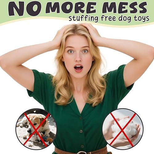 Miniatura 5 de Juguetes chirriantes para perros sin relleno, paquete de 3 juguetes de cuerda para dentición, juguetes de peluche arrugados para mantenerlos