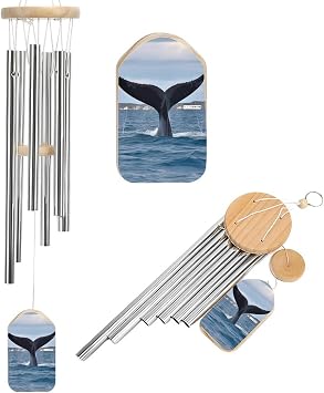 Whale Tail Wind Chimes Hanging Decor Wind Bell with Soothing Melodic Tones Windchimes Personalized for Garden Home Decoration 20.5 Inch