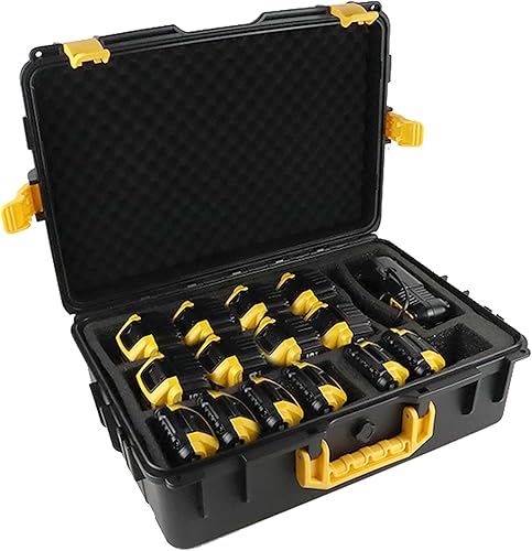 Estuche de almacenamiento para baterías Dewalt, caja de herramientas rígida impermeable con espuma precortada para baterías y cargadores de 8 V12