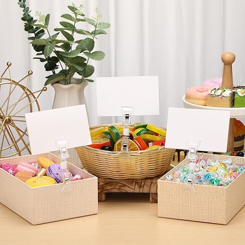 Miniatura 5 de Colarr 50 piezas de clips de doble cara para letreros de exhibición de letreros, mini clip transparente, ajustable, giratorio para mercancía