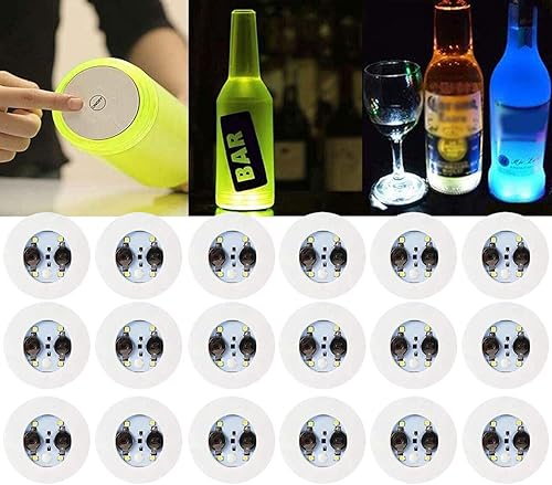 LOGUIDE Posavasos con luz LED, luces LED para botellas, glorificador de botellas, discos LED para bebidas, posavasos con luz intermitente (blanco