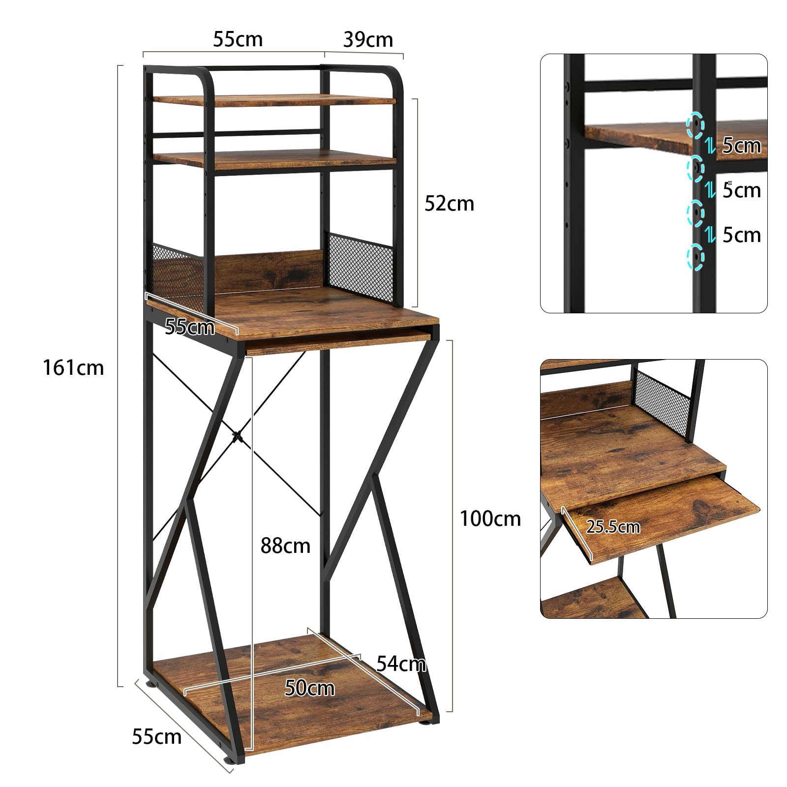 PUNCIA Gabinete de bar de café con mini nevera, soporte para nevera de vino, con plataforma de trabajo temporal, organizador de almacenamiento para microondas, estante para el hogar, oficina