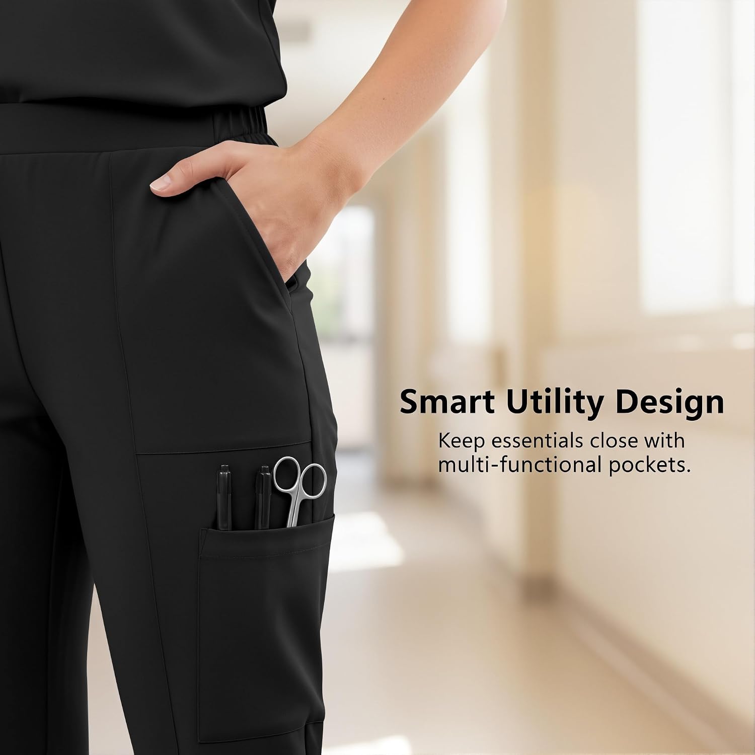 Scrub for Women Set - Multi Pocket V-Neck Top & Pants Medical Scrubs Set for Nurses & Doctors, 9 colors