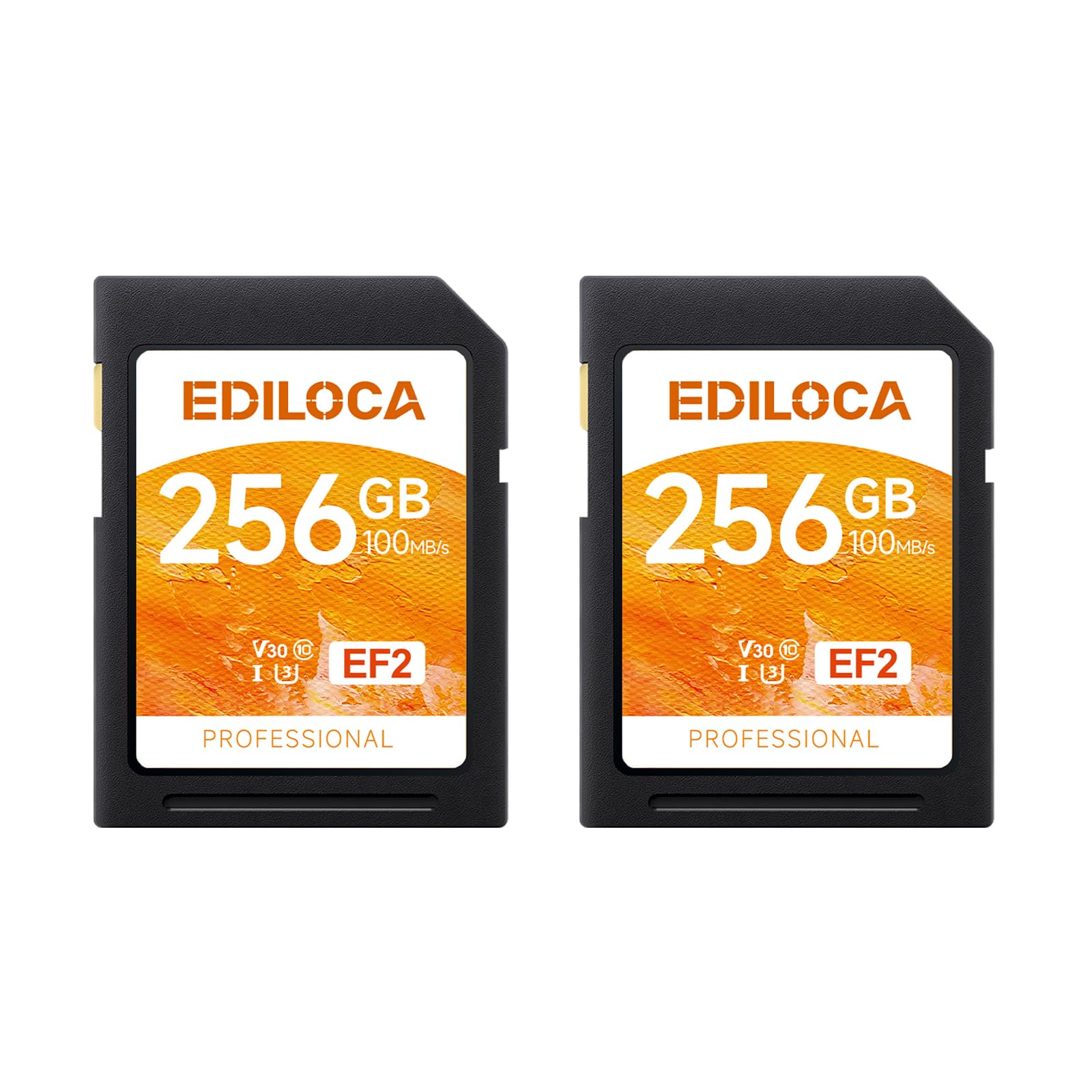 UHS-I 256GB SD Card 2 Pack UHS-I Memory Card Fast Storage, Read/Write Speed 90/20MB/s, C10, U1, V10, Full-HD &amp; 4K Video, SD Card 256GB, Must-Have for Professional Photographers EF2-2PCS