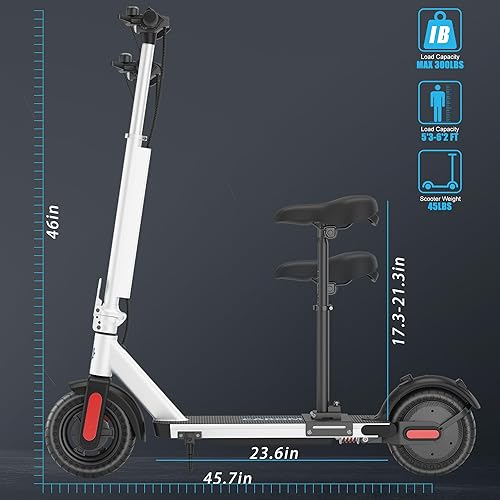 Miniatura 73 de Caroma Scooter eléctrico para adultos, potente motor de 350 W/500 W/750 W, velocidad máxima de 20/25 millas por hora y rango de 18/25/30 millas