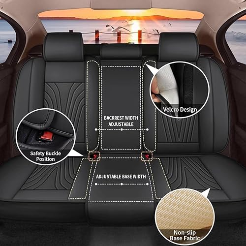 Miniatura 9 de Fundas de asiento delantero para Honda Pilot 2005-2016, fundas de asiento automotriz de piel sintética, transpirables, impermeables, compatibles con