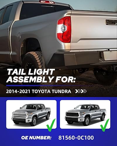 Miniatura 2 de AUTOONE Conjunto de luces traseras para Toyota Tundra, conjunto de lámpara trasera para camioneta Tundra 2014-2021 Lado del conductor del OEM de