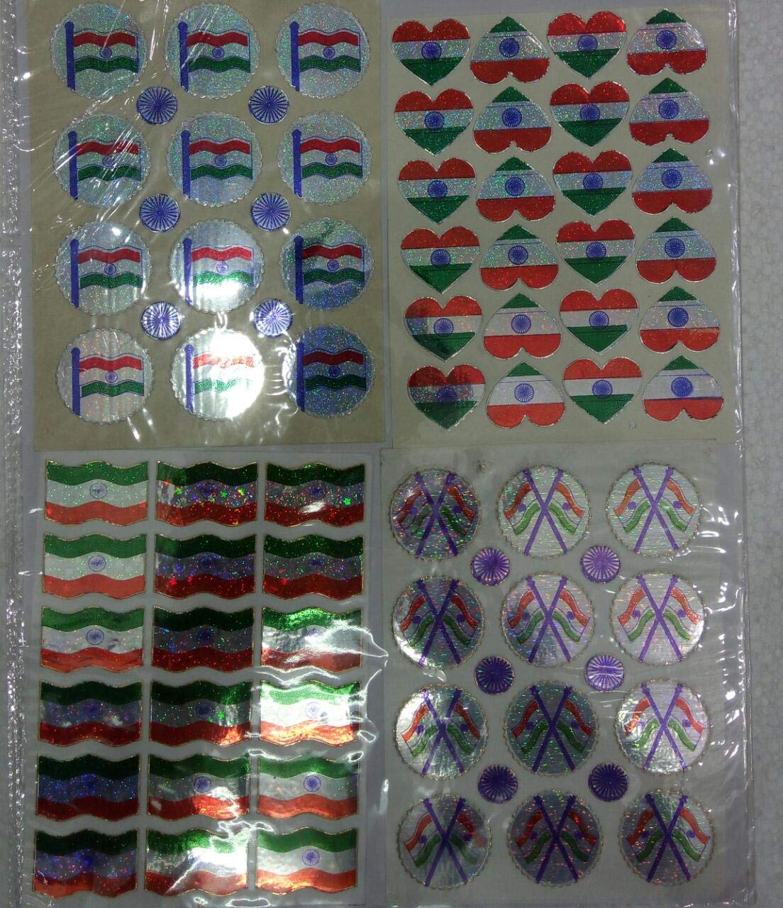 Onlinesalescantt Self-Adhesive || Sticker || Tricolor Stickers/Flag Sticker || for - Art and Craft Activity/Decoration / 4 Different Sticker Design || Set of 4