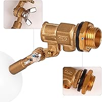Vista 5 de Válvula de flotador de 1/2 pulgada de latón con brazo ajustable Válvula de control de nivel de agua de 60 PSI llenado y apagado automático