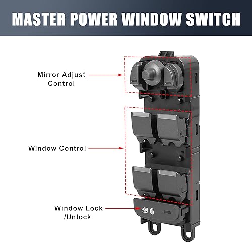 Miniatura 3 de X AUTOHAUX Interruptor de ventana eléctrica del lado del conductor maestro FK72-14540-AC de repuesto para Land Rover Discovery Sport 2015-2018