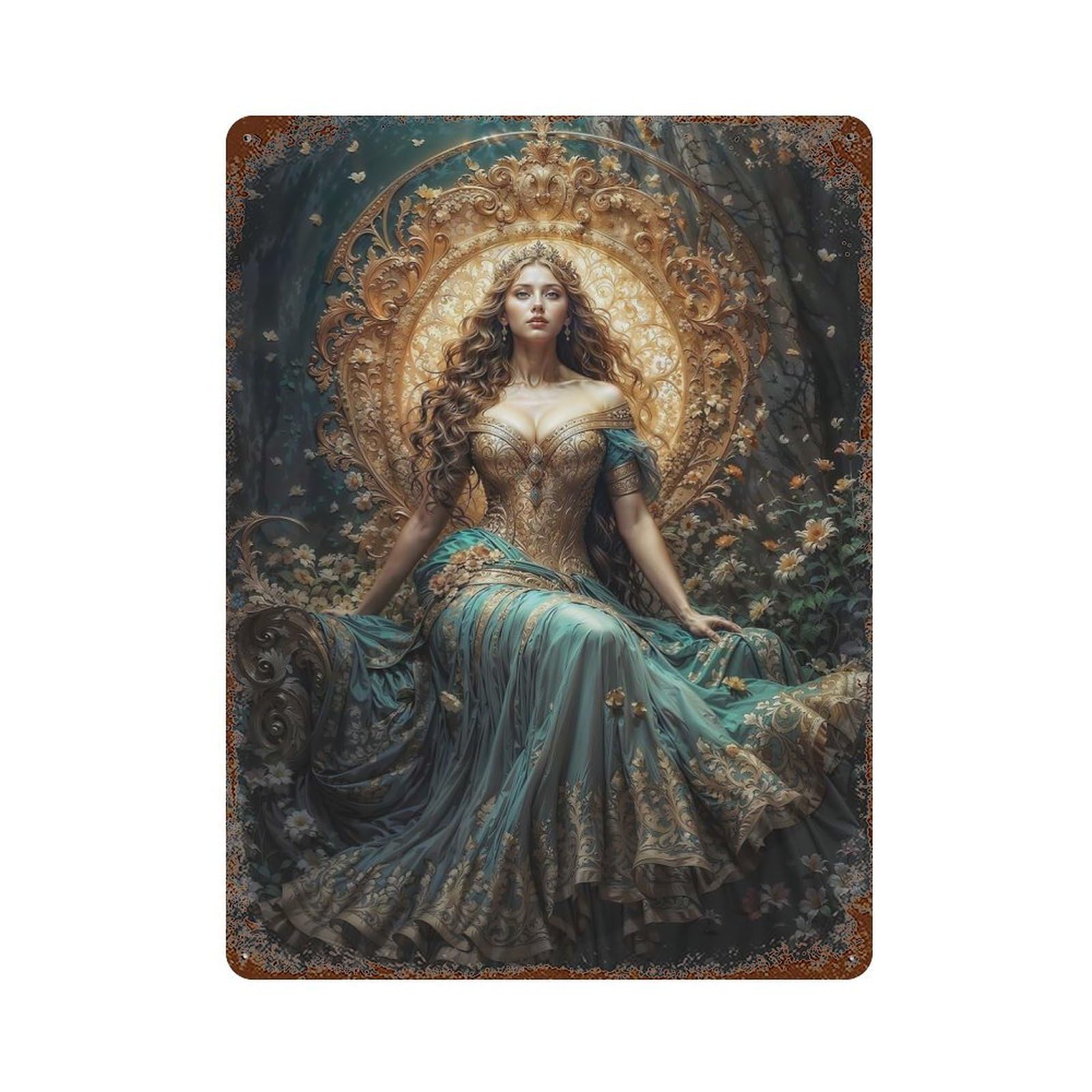 Aphrodite Vintage Wall Sign 15.7"x11.8", Rust Effect Metal Decor for Farmhouse, Kitchen And Entryway Decor