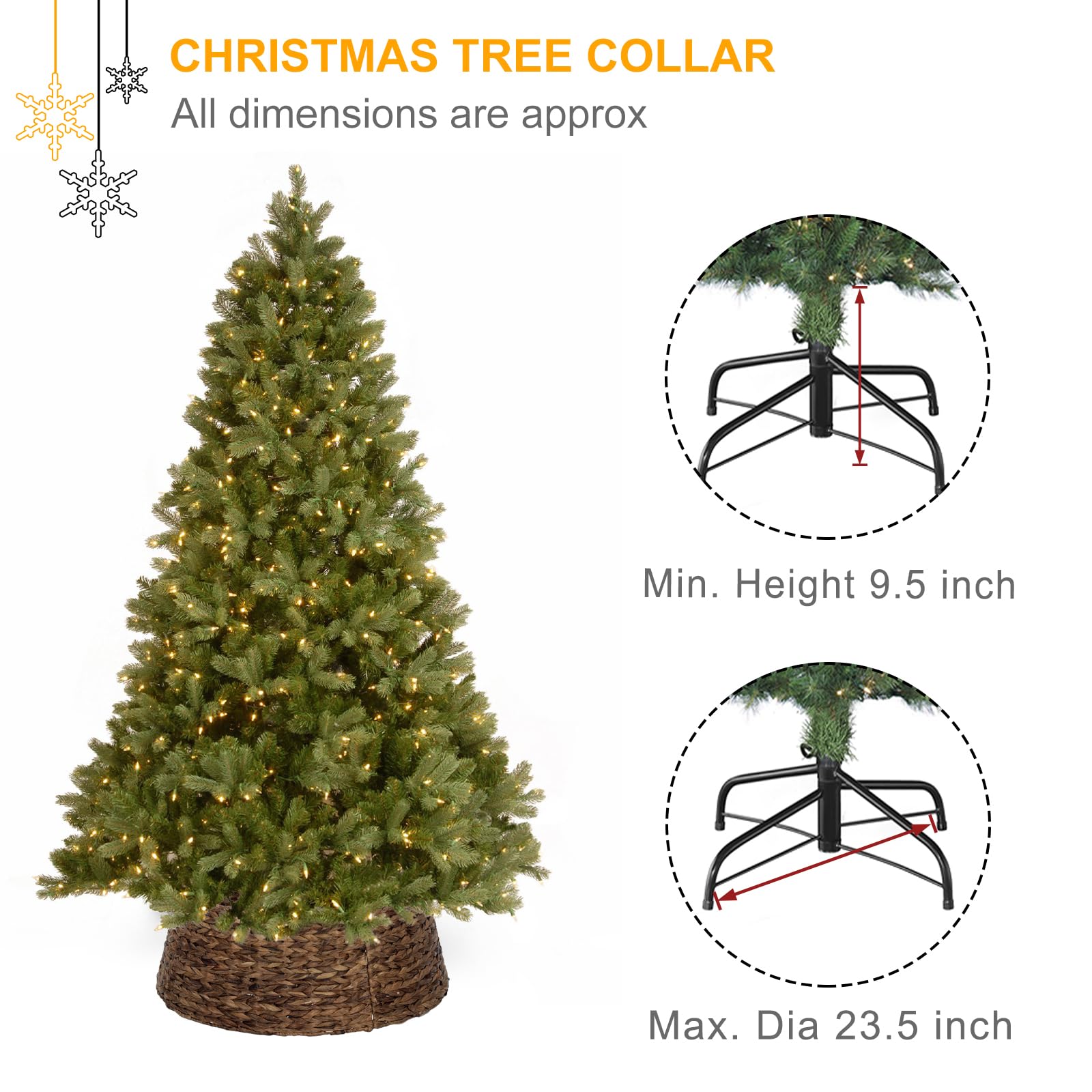Metal Christmas Tree Collar - 23.5 Inch Diameter, Cream Color, Indoor/Outdoor Holiday Decoration