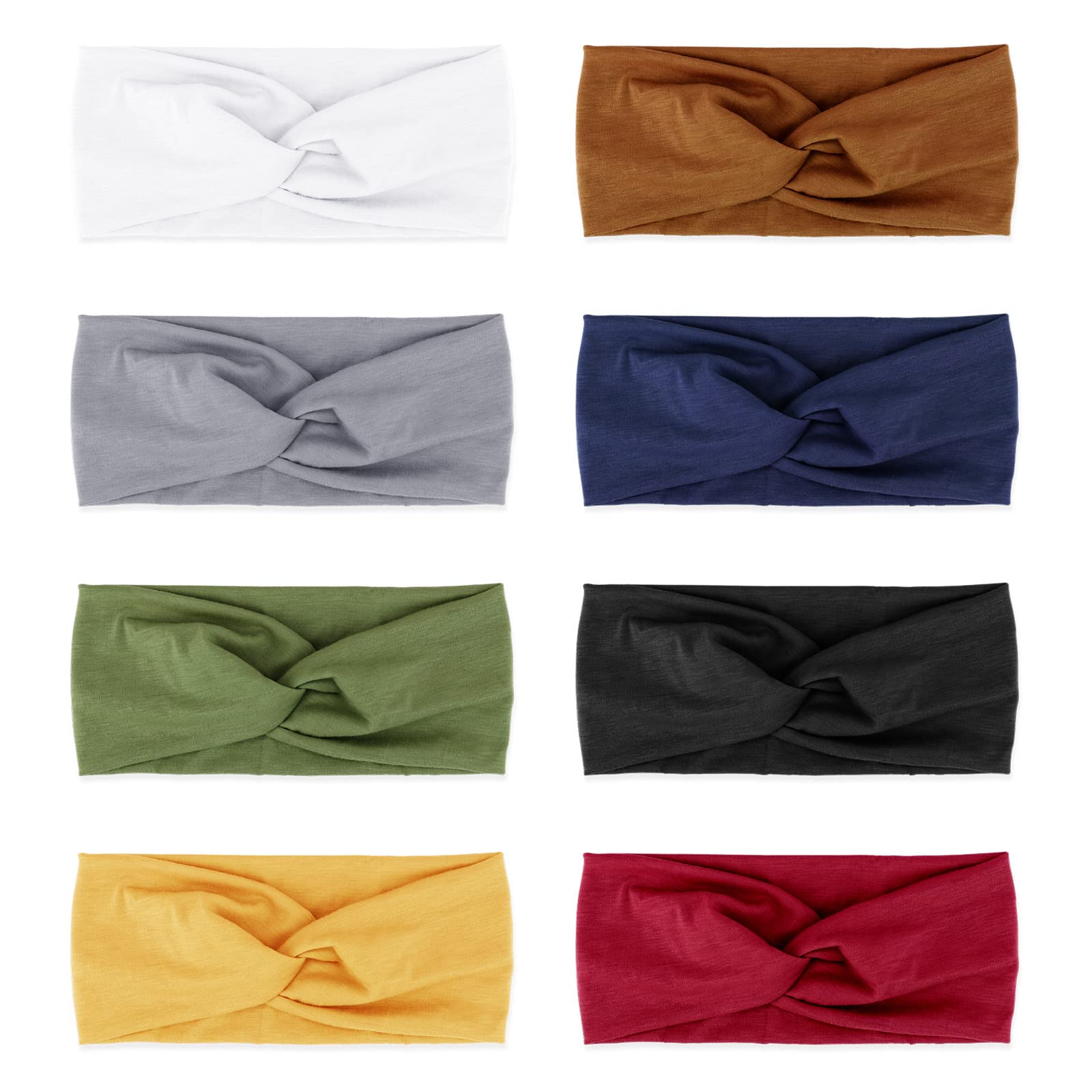 Dreshow Women's 8 Pack C Criss Cross Solid Color B 8 Pack Headbands For Vintage Headwraps Wide Turban Cross Knotted Girls Hair Bands Accessories