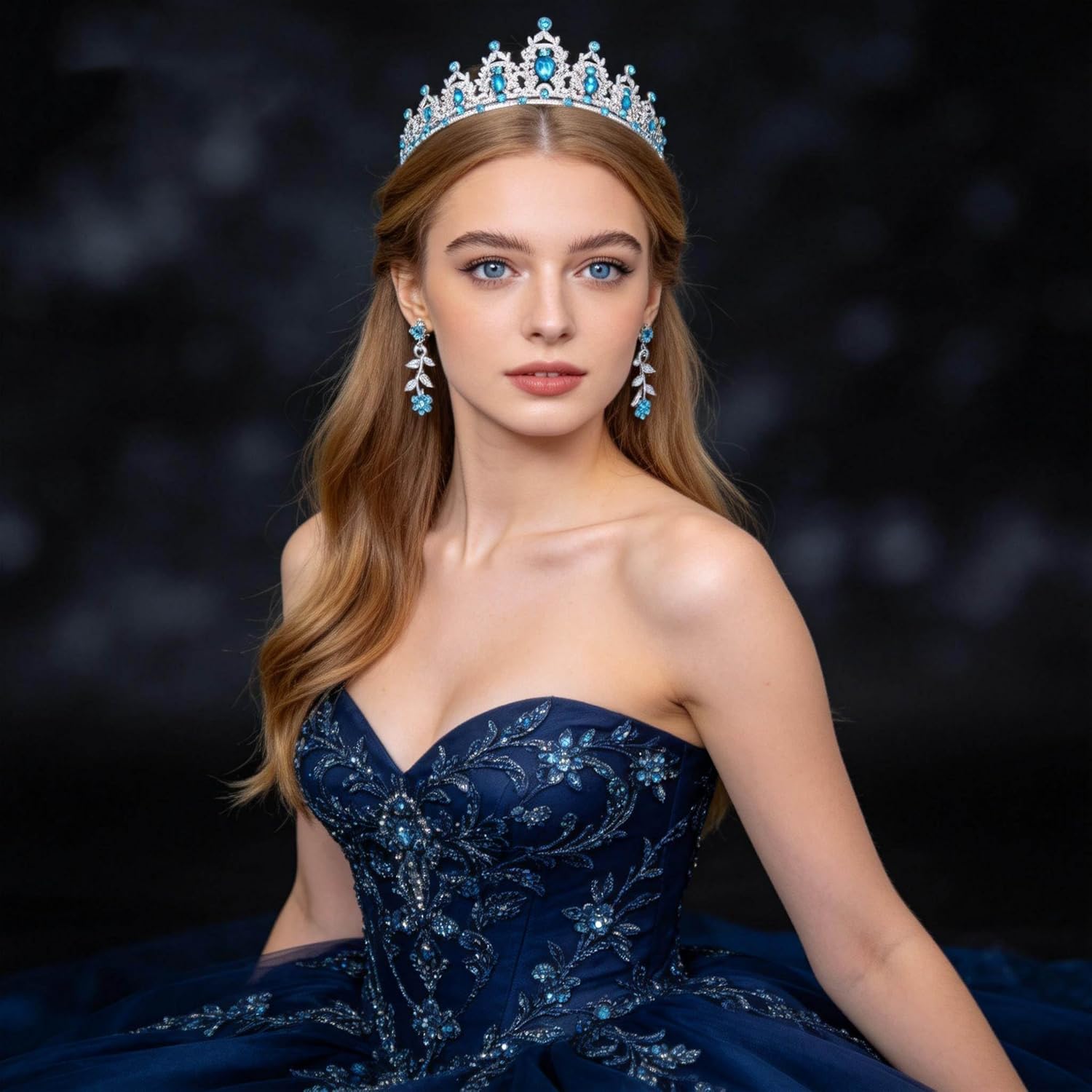 Kamirola Tiaras and Crowns for Women,Tiaras Earrings Necklace, Crystal Bridal Jewelry Set, Costume Party Halloween Prom Pageant Jewelry for Women(TR45)