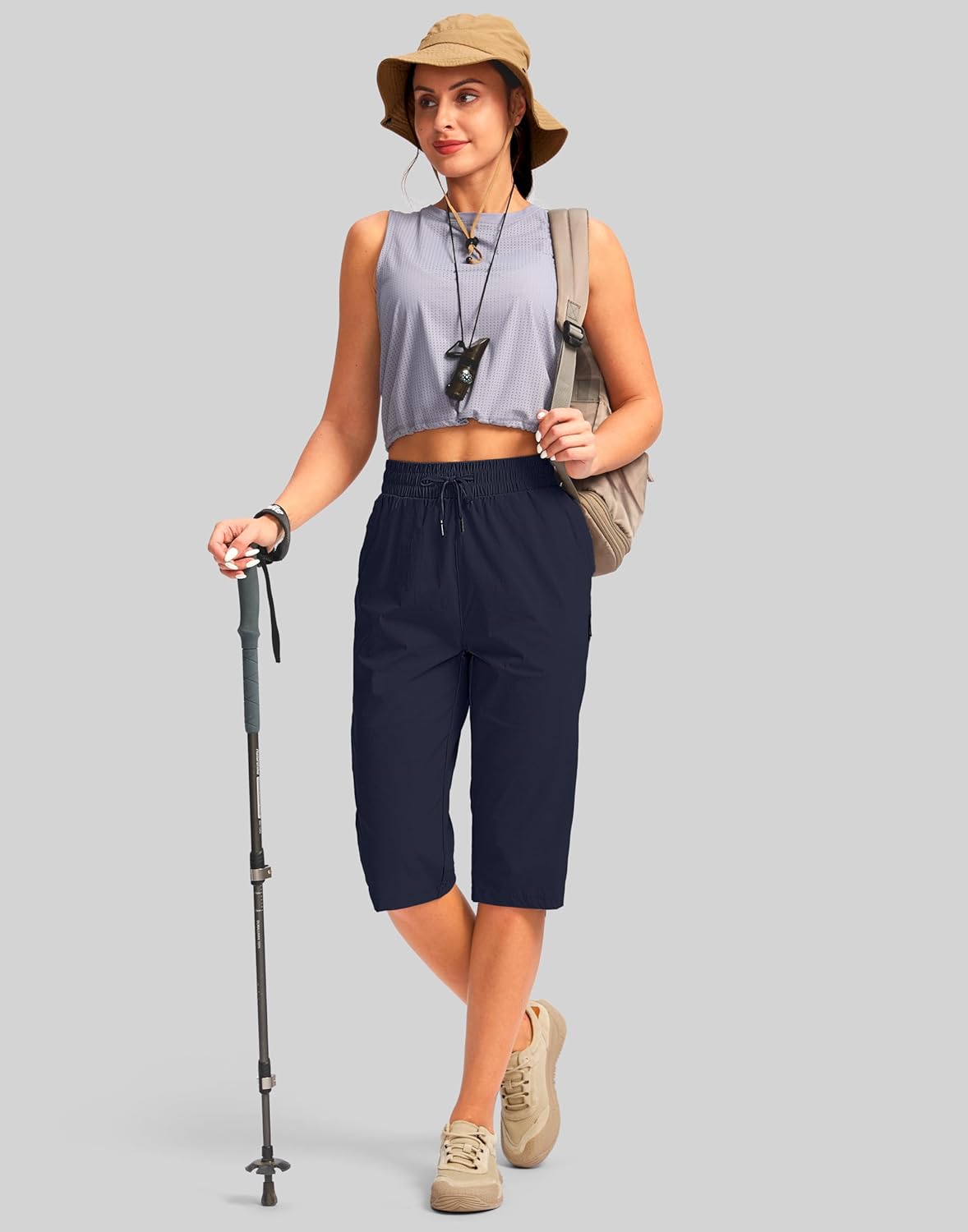 G Gradual Women's 15'' Long Shorts Below The Knee Hiking Cargo Capris Stretch Quick Dry Bermuda Shorts for Women with Pockets - Image 6