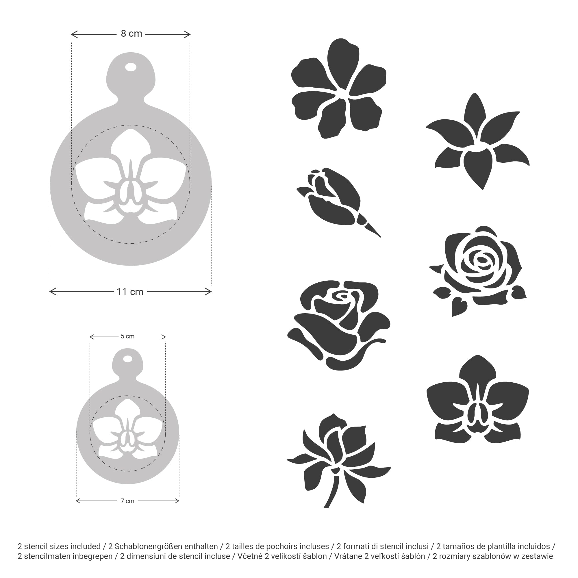 NAKLEO Coffee Stencils and Cookies Decoration 14Pcs 7x7 and 11x11cm, Reusable Plastic Baking Templates, Flowers Rose Tulip - Image 4