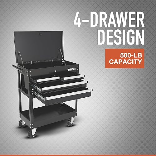 Miniatura 3 de Ironton Carrito de herramientas de 30 pulgadas con 4 cajones - 33-78 pulgadas de largo x 17-58 pulgadas de ancho x 39-18 pulgadas de alto, capacidad