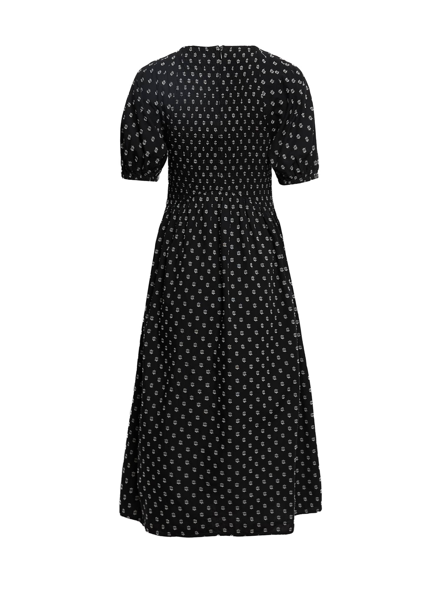Marks & Spencer Robe en Coton à Taille ajustée, Manches Bouffantes et imprimé