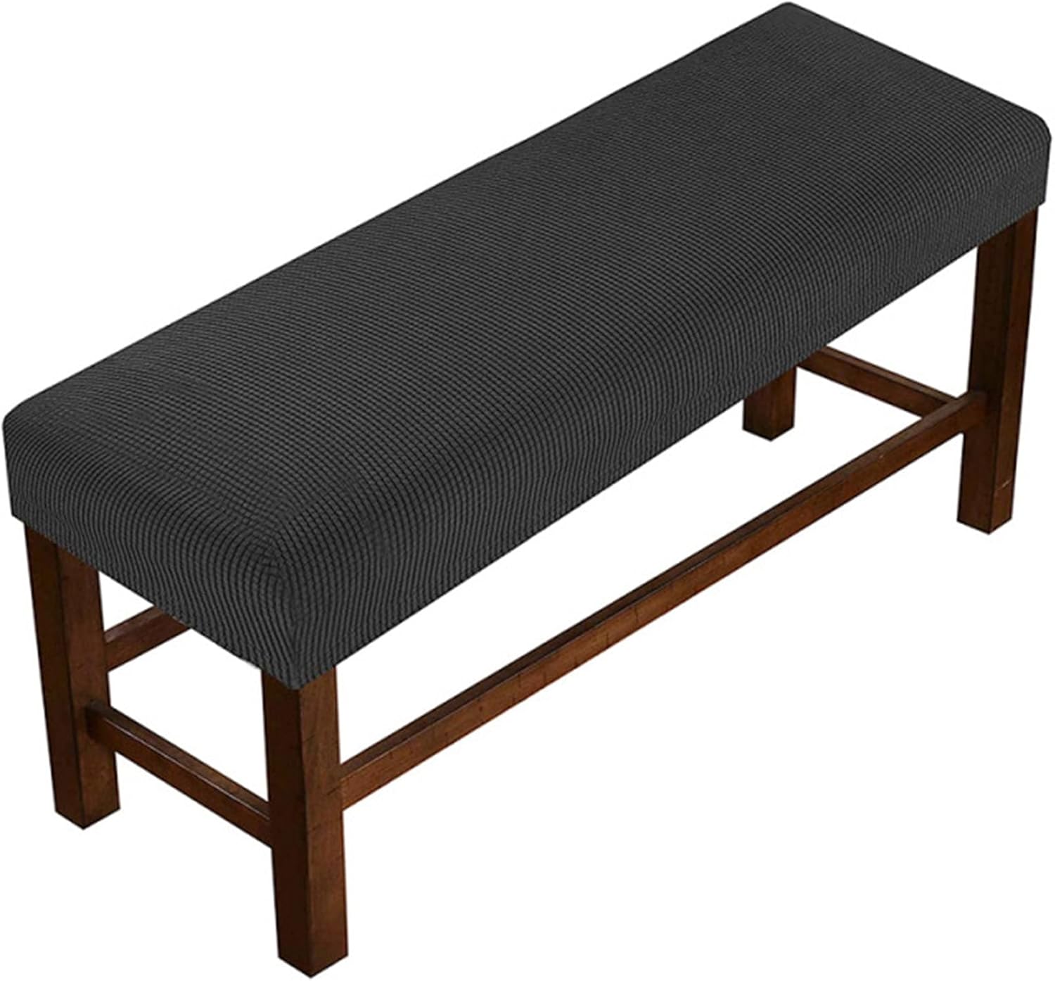 Anti-Slip Jacquard Stretch Bench Cover - Wrinkle-Free Rectangle Dining Seat Protector, Easy Install Stool Slipcover for Living Room, Bedroom, Entryway(Size:180-210cm/71-83in,Color:Black)