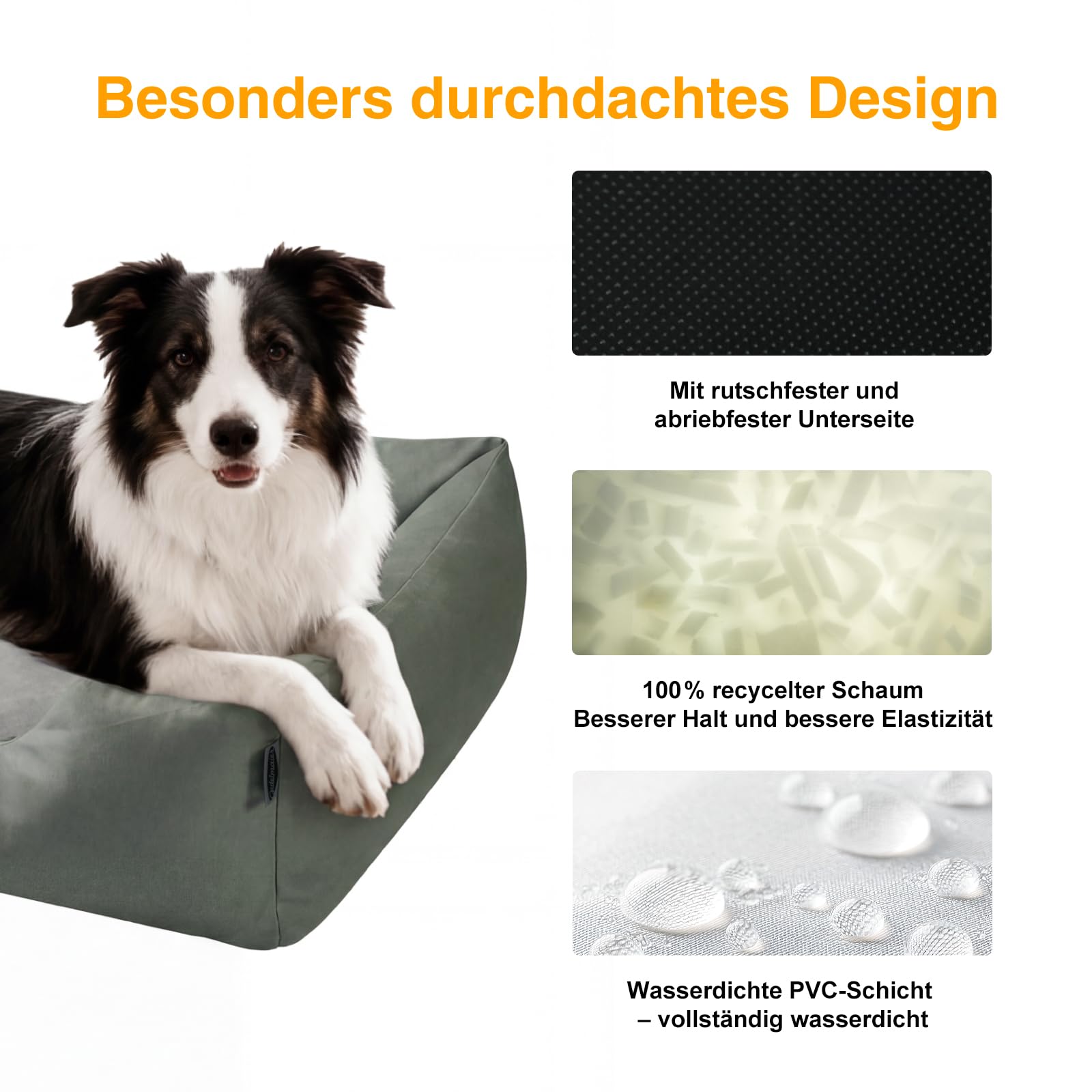 Zedelmaier Hundebett für Hunde & Katze, Dog Bed - 90×68×24cm, Dicker Hundekissen, ergonomisches Hundebetten mit abnehmbarem Bezug, kratzfestes & wasserdichtes Hundekorb, Hundesofa waschbar
