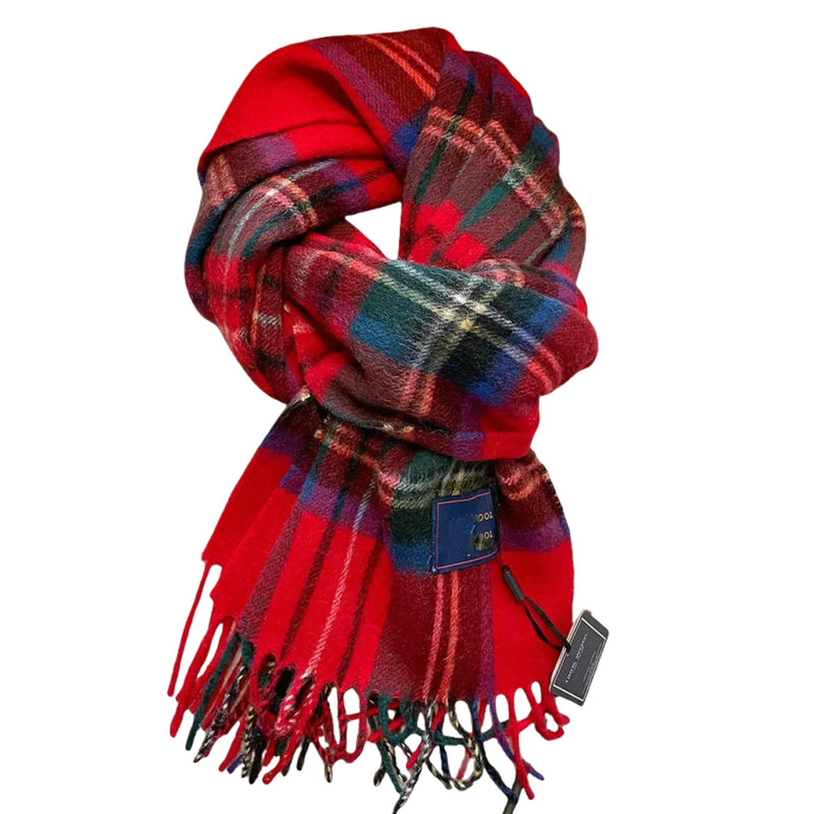 Sciarpa Scozzese Versatile Rossa di Capodanno da Donna, Coppia Uomo Invernale, Caldo Collo A Doppia Faccia-griglia