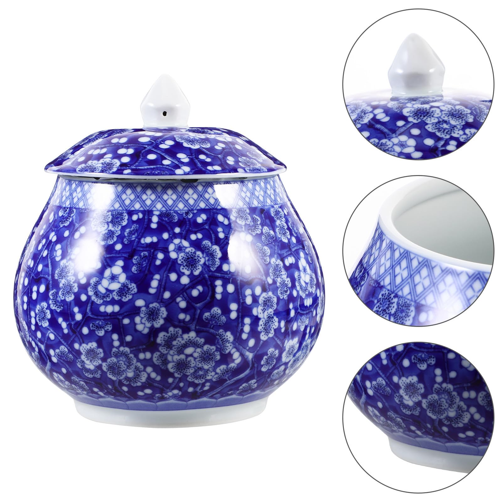 iplusmile Keramik Teedose Luftdicht mit Deckel Chinesischer Blaufarben Stil Küchenaufbewahrungsbehälter für Losen Tee und Trockene Lebensmittel